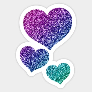 Blue Purple Gradient Glitter Hearts Sticker